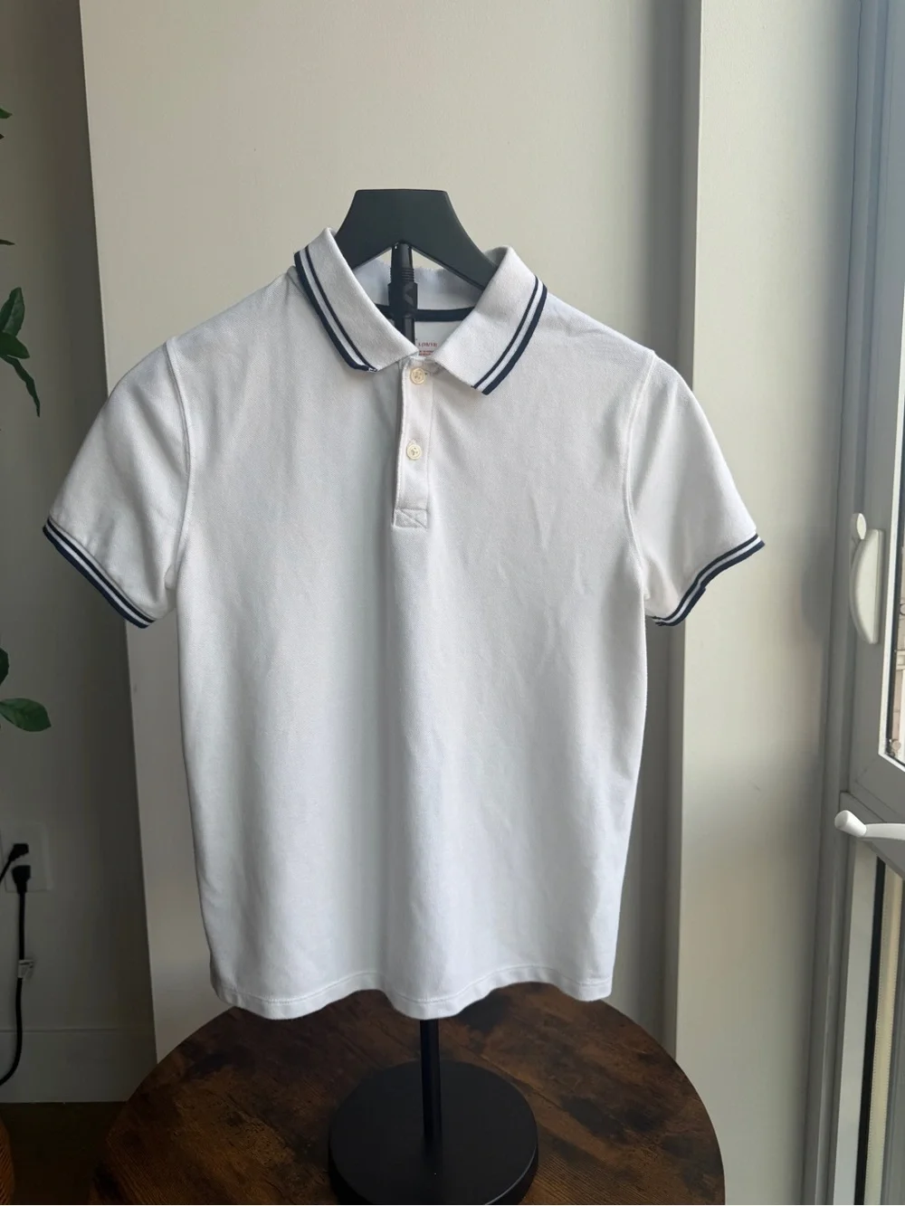 Cat & Jack Boys White Polo Navy Trim Size L (10-12)